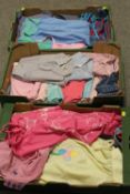 THREE BOXES OF CHILDRENS VINTAGE CLOTHING COMPRISING TWO BOXES OF DRESSES INC LAURA ASHLEY AND A BOX