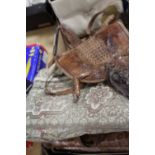 A SELECTION OF VINTAGE ACCESSORIES TO INC TWO BEADWORK LADIES BAGS, CROC EFFECT LEATHER BAG, VARIOUS