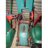 A BOSCH ROTAK 32R ELECTRIC MOWER AND BOX