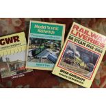 THREE TRAYS OF RAILWAY RELATED BOOKS - MOSTLY HARDBACK EDITIONS (TRAYS NOT INCLUDED)