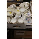 A TRAY OF ASSORTED TEA AND COFFEE WARE TO INCLUDE COPELAND EXAMPLES