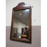 AN ANTIQUE WALNUT RECTANGULAR MIRROR 70 X 37 CM