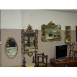 FOUR ASSORTED 20TH CENTURY GILT FRAMED WALL MIRRORS