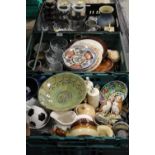THREE TRAYS OF ASSORTED CERAMICS AND GLASS