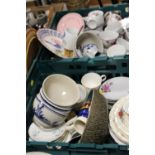 TWO TRAYS OF ASSORTED CERAMICS TO INC A TWIN HANDLED VASE