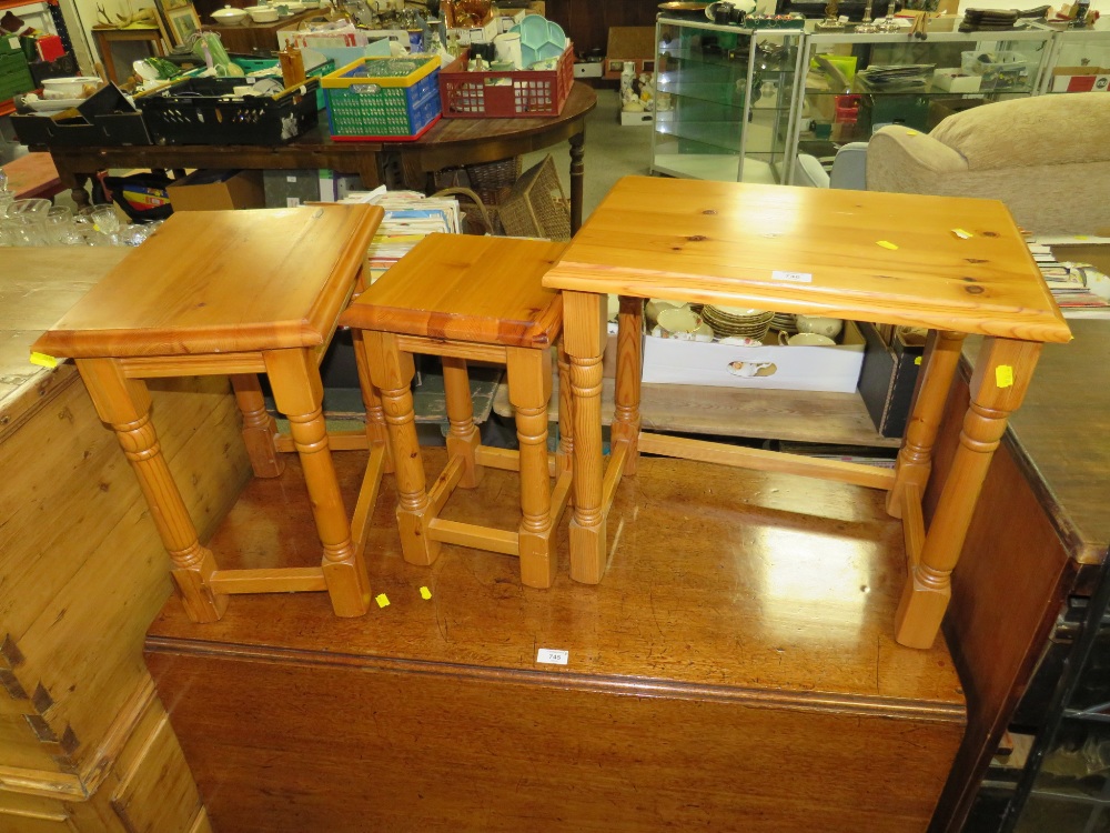 A HONEY PINE NEST OF THREE TABLES - Image 2 of 2