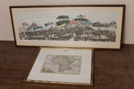 AN EARLY COLOURED ENGRAVED MAP OF AFRICA TOGETHER WITH A COLOURED PRINT OF THE YAM CUSTOM (2)