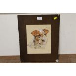AN UNFRAMED WATERCOLOUR HEAD AND SHOULDER PORTRAIT OF A TERRIER, INITIALLED LOWER RIGHT F.K.R.