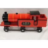 A VINTAGE LMS WOODEN MODEL TRAIN BY LINES BROS