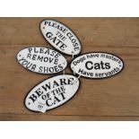 ***FOUR CAST METAL OVAL SIGNS **