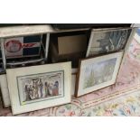 A SMALL QUANTITY OF FRAMED AND GLAZED PICTURES AND PRINTS TO INC A WATERCOLOUR