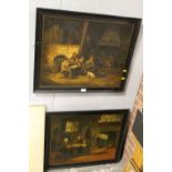 A PAIR OF FRAMED MODERN PICTURES OF 18TH / 19TH CENTURY INTERIOR SCENES