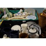 TWO TRAYS OF CERAMICS ETC TO INCLUDE PORTMEIRION TOTEM COFFEE WARE