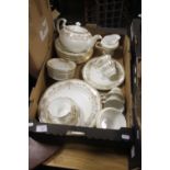A TRAY OF AYNSLEY HENLEY TEA AND DINNERWARE (TRAY NOT INCLUDED)