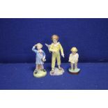 TWO ROYAL WORCESTER FIGURES 'PARAKEET' AND 'JOAN' AND A ROYAL DOULTON FIGURE 'LITTLE BOY BLUE'