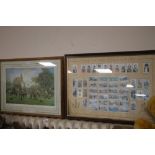 A FRAMED AND GLAZED PRINT TILED "THE MEET" TOGETHER WITH A SET OF THE BATTLE OF WATERLOO CIGARETTE