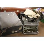 A VINTAGE TYPEWRITER AND A GRAMAPHONE