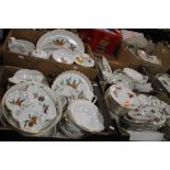 FOUR TRAYS OF ROYAL WORCESTER EVESHAM TEA AND DINNERWARE (TRAYS NOT INCLUDED)