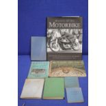 A SMALL COLLECTION OF BOOKS TO INCLUDE MR CRABTREE GOES FISHING, HISTORY OF THE MOTORBIKE ETC