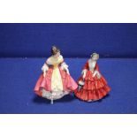 A ROYAL DOULTON FIGURINE 'SOUTHERN BELLE' TOGETHER WITH A PARAGON FIGURINE 'LADY GWENDOLINE'