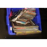 A TRAY OF LP RECORDS AND SINGLES (TRAY NOT INCLUDED)