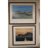 TWO FRAMED LIMITED EDITION TERENCE MACKLIN PRINTS OF GOLFING INTEREST
