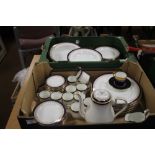 TWO TRAYS OF AYNSLEY TEA AND DINNERWARE (TRAYS NOT INCLUDED)
