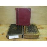 TWO VINTAGE BIBLES TOGETHER WITH A VINTAGE DICTIONARY (3)