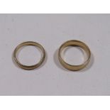 TWO HALLMARKED 9CT GOLD WEDDING BANDS, APPROX. COMBINED WEIGHT 6.3 g (2)