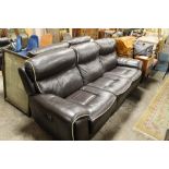A MODERN LEATHER ELECTRIC THREE SEATER SUITE (2)