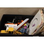 A COLLECTION OF TNT ADVERTISING DIE CAST VEHICLES PLUS A SMALL SELECTION OF 7" SINGLE RECORDS AND