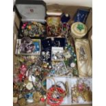 A TRAY OF ASSORTED COSTUME JEWELLERY ETC