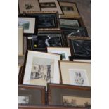 A BOX OF ASSORTED PICTURES, PRINTS AND ENGRAVINGS TO INCLUDE IRONBRIDGE