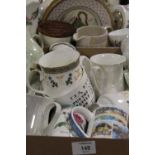 TWO TRAYS OF ASSORTED CERAMICS AND MUGS TO INCLUDE ROYAL WORCESTER, AYNSLEY, MINTON, ETC