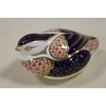 A ROYAL CROWN DERBY IMARI BIRD PAPERWEIGHT WITH GOLD STOPPER