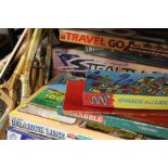 A COLLECTION OF VINTAGE BOARD GAMES, TRAIN SETS ETC., TOGETHER WITH A SELECTION OF VINTAGE WOODEN