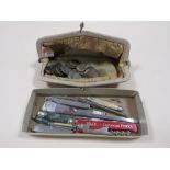 A COLLECTION OF VINTAGE PENKNIVES ETC TOGETHER WITH A SELECTION OF VINTAGE COINAGE