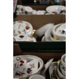 THREE TRAYS OF ASSORTED ROYAL WORCESTER EVESHAM PATTERN TEA AND DINNERWARE ETC TO INCLUDE TUREENS,