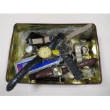 A TRAY OF VINTAGE AND MODERN WRISTWATCHES ETC