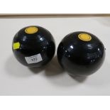 TWO CROWN GREEN BOWLING BALLS