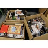 A TRAY OF ASSORTED CDS TOGETHER WITH TWO TRAYS OF BOOKS