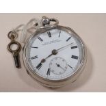 A GENTS VICTORIAN KEY WIND POCKET WATCH IN CHESTER SILVER CASE