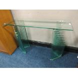 AN UNUSUAL MODERN GLASS CONSOLE TABLE