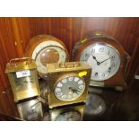 FOUR ASSORTED MANTLE AND CARRIAGE CLOCKS