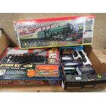 A TRAY OF ASSORTED MODEL TRAINS AND TRUCKS TO INC BACHMANN 1:76 SCALE EXAMPLES ETC
