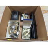 A BOX OF ASSORTED MODERN AND VINTAGE WRISTWATCHES ETC TO INC SEKONDA, ROAMER ETC