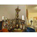 A LARGE MODERN SIX BRANCH CHANDELIER APPROX H -87 CM