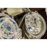 A TRAY OF ASSORTED MASONS REGENCY PATTERN DINNERWARE, TO INCLUDE TUREENS, VARIOUS SIZE PLATES ETC