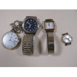 THREE ASSORTED WRISTWATCHES TO INCLUDE PULSAR ETC PLUS A SEKONDA POCKET WATCH (4)