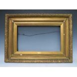 A 19TH CENTURY GOLD WATTS FRAME, with acanthus leaf design to outer edge and gold slip, frame W 8